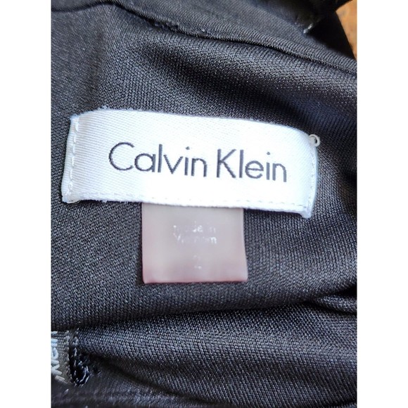Calvin Klein Women's Black A-Line Cocktail Dress Size 4 Elegant Embellished - Picture 7 of 9